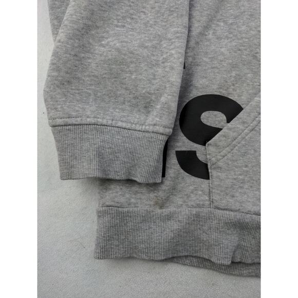 Mens Adidas Pullover Hoodie Size L Gray Big Wraparound Logo Sweatshirt - Picture 7 of 12